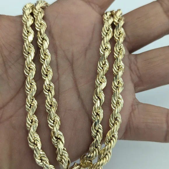 10kt Real Gold Rope Chain 6.5mm 22 Inches